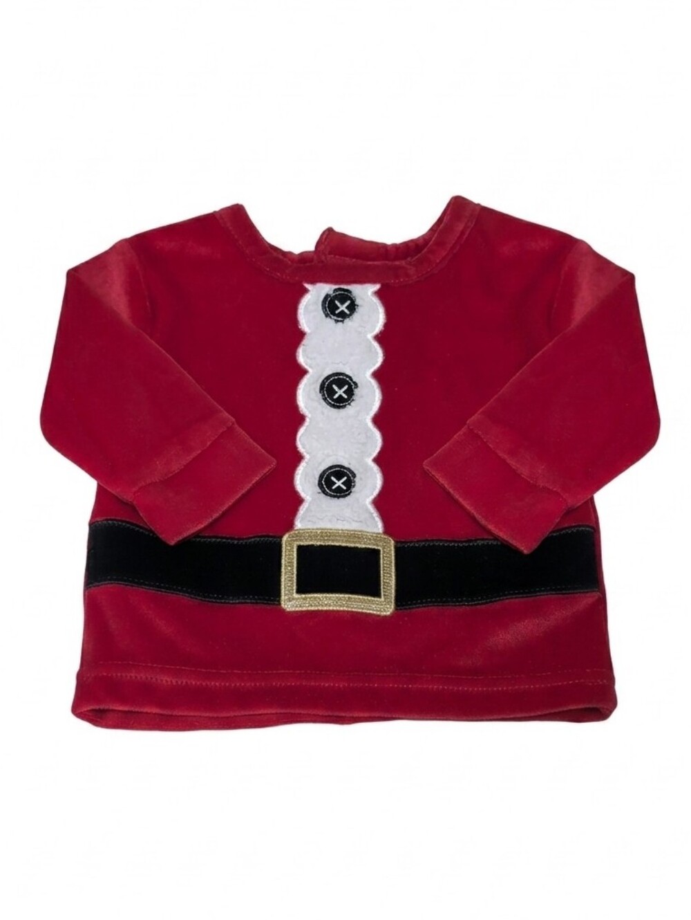 George Baby Santa Claus Christmas Velour Long Sleeve Top Red Size 0-3 Months